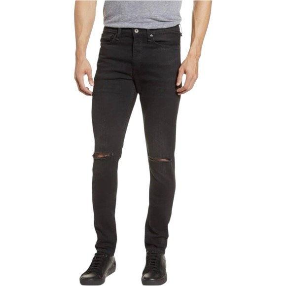 Rag & Bone Fit 1 Ripped Extra Slim Fit Button Fly Jeans Sz 36